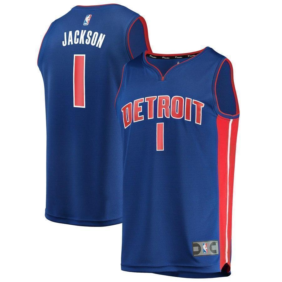 1-Reggie Jackson Detroit Pistons Jersey Royal - Icon Edition