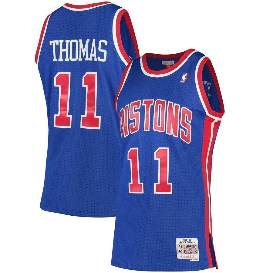 11-Isiah Thomas Detroit PistonsHardwood Classics Swingman Jersey - Blue