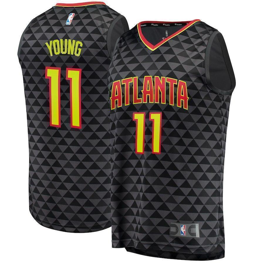 11-Trae Young Atlanta Hawks  NBA Draft First Round Pick Jersey Black – Icon Edition
