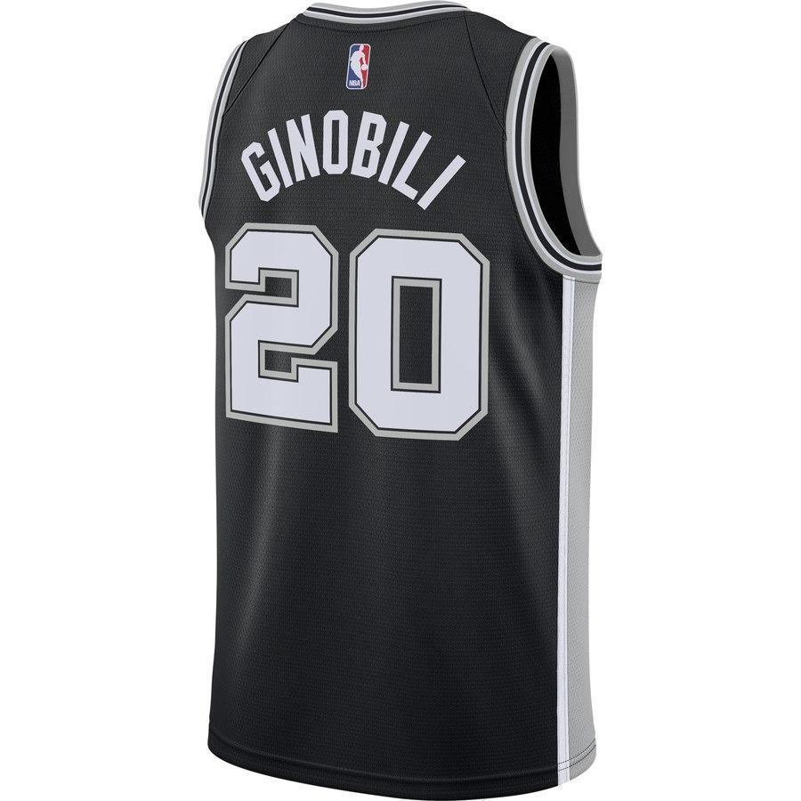20-Manu Ginobili San Antonio Spurs Swingman Jersey Black - Icon Edition