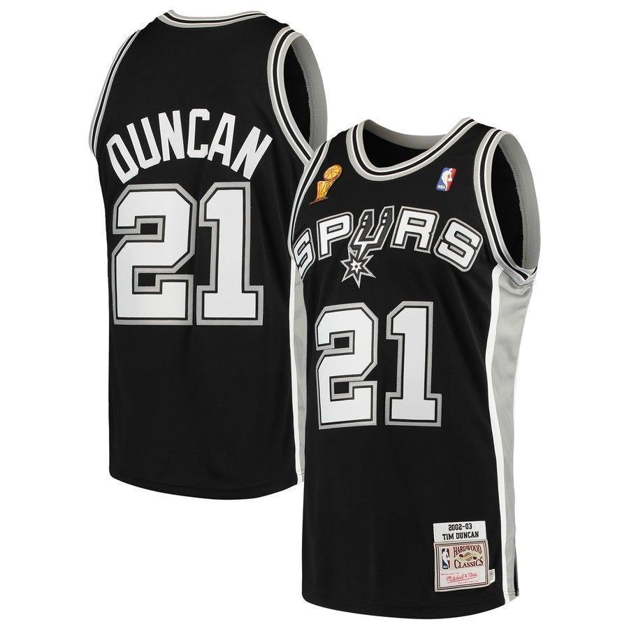 21-Tim Duncan San Antonio Spurs  2002-03 Hardwood Classics Jersey - Black