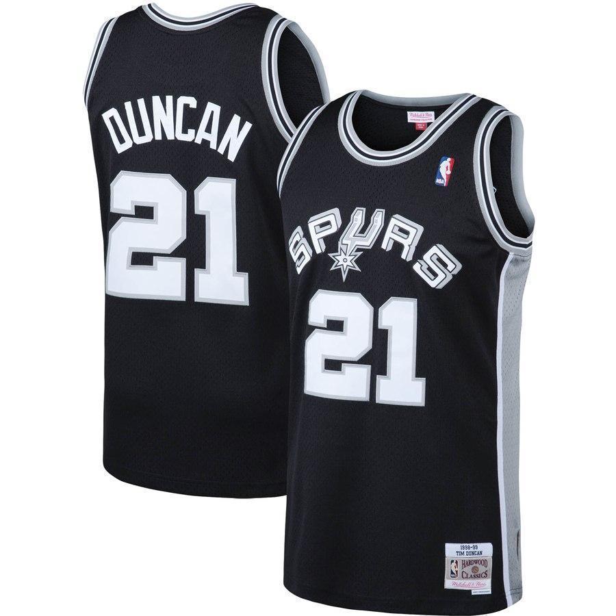 21-Tim Duncan San Antonio Spurs Big & Tall Hardwood Classics Jersey – Black