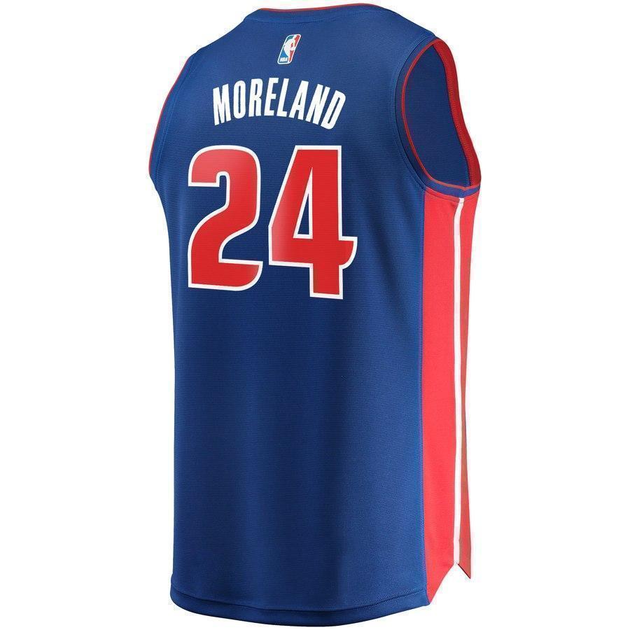 24-Eric Moreland Detroit Pistons Jersey - Icon Edition – Blue