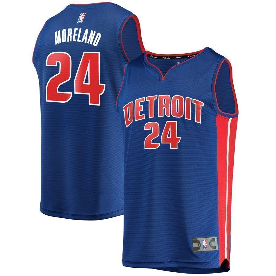 24-Eric Moreland Detroit Pistons Jersey - Icon Edition – Blue
