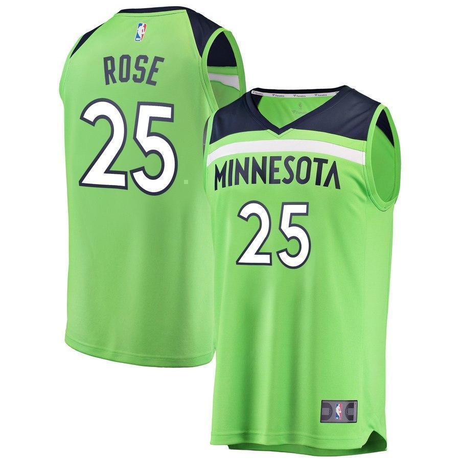 25-Derrick Rose Minnesota Timberwolves  Jersey - Statement Edition - Neon Green