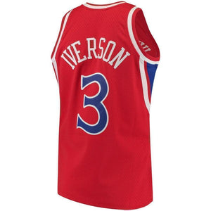 3-Allen Iverson Philadelphia 76ers  1996-97 Hardwood Classics Swingman Jersey - Red