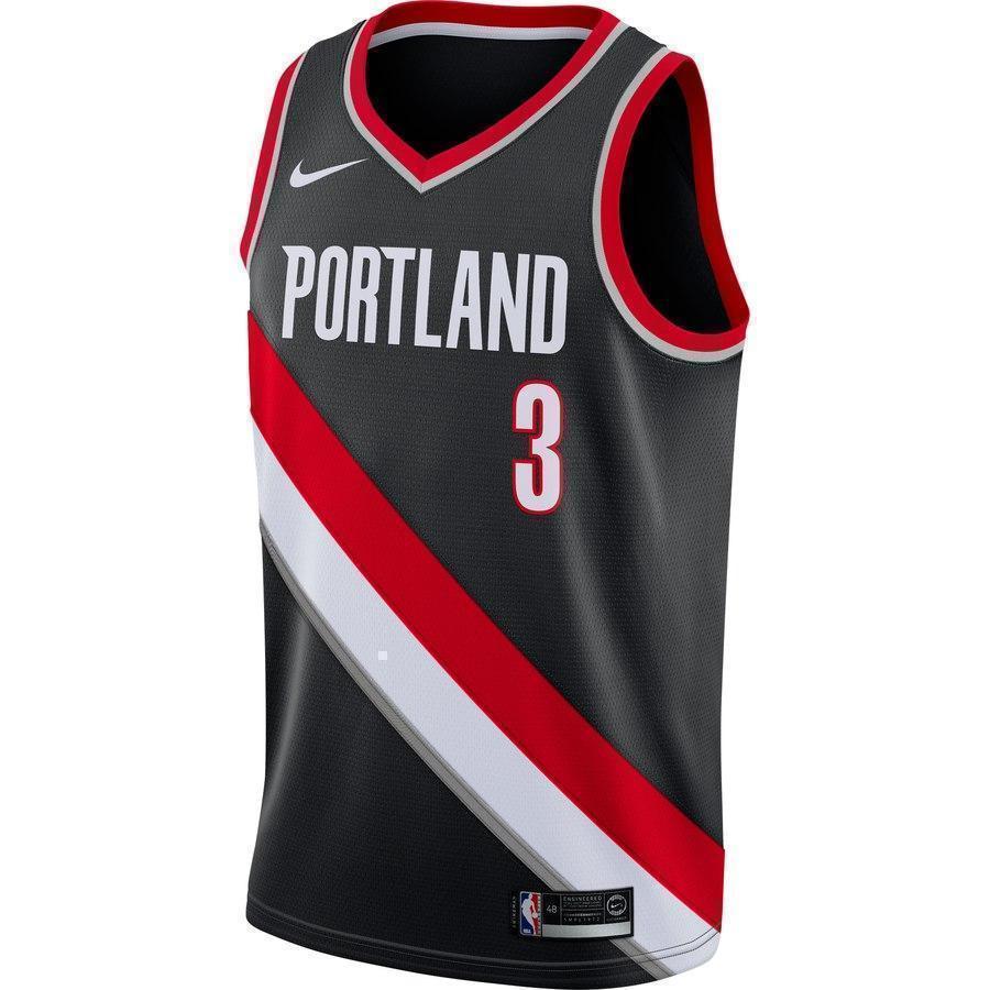 3-C.J. McCollum Portland Trail Blazers Swingman Jersey Black - Icon Edition