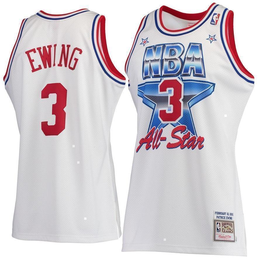 3-Patrick Ewing New York KnicksHardwood Classics 1991 All-Star  - White