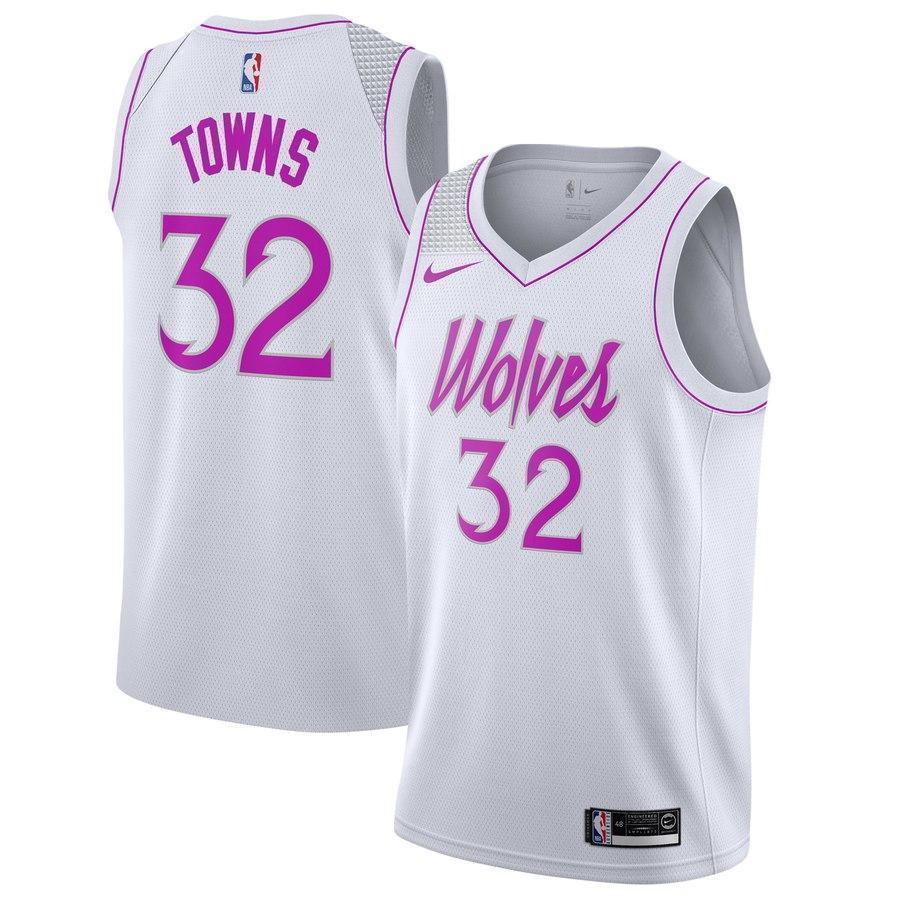 32-Karl-Anthony Towns Minnesota Timberwolves 2018-19 Swingman Jersey White – Earned Edition