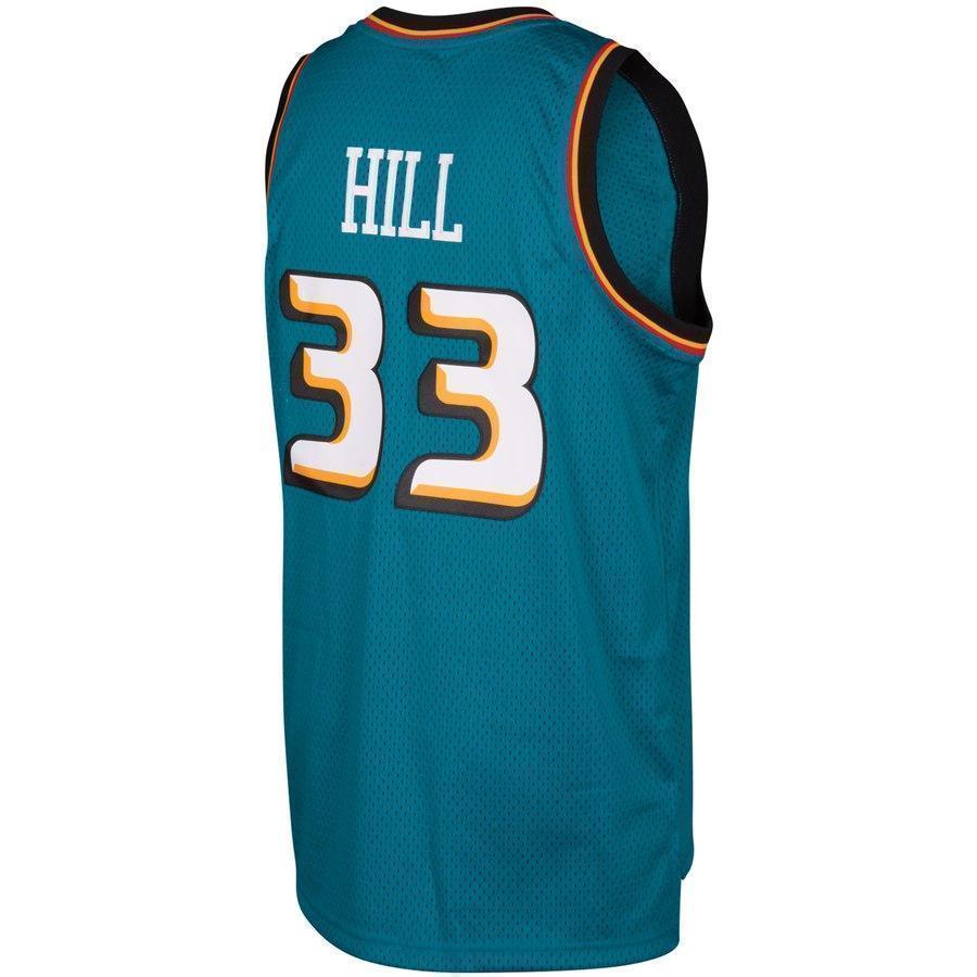 33-Grant Hill Detroit Pistons  Throwback Road Hardwood Classics Swingman climacool Jersey - Teal