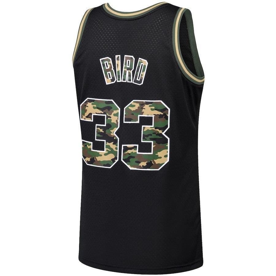 33-Larry Bird Boston Celtics  Straight Fire Camo Swingman Jersey – Black