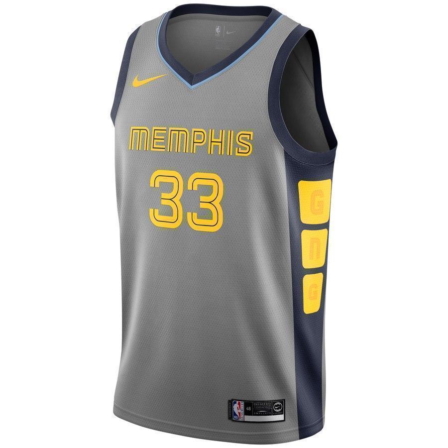 33-Marc Gasol Memphis Grizzlies Swingman Jersey – City Edition – Gray
