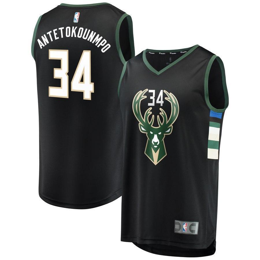 34-Giannis Antetokounmpo Milwaukee Bucks  Jersey Black - Statement Edition