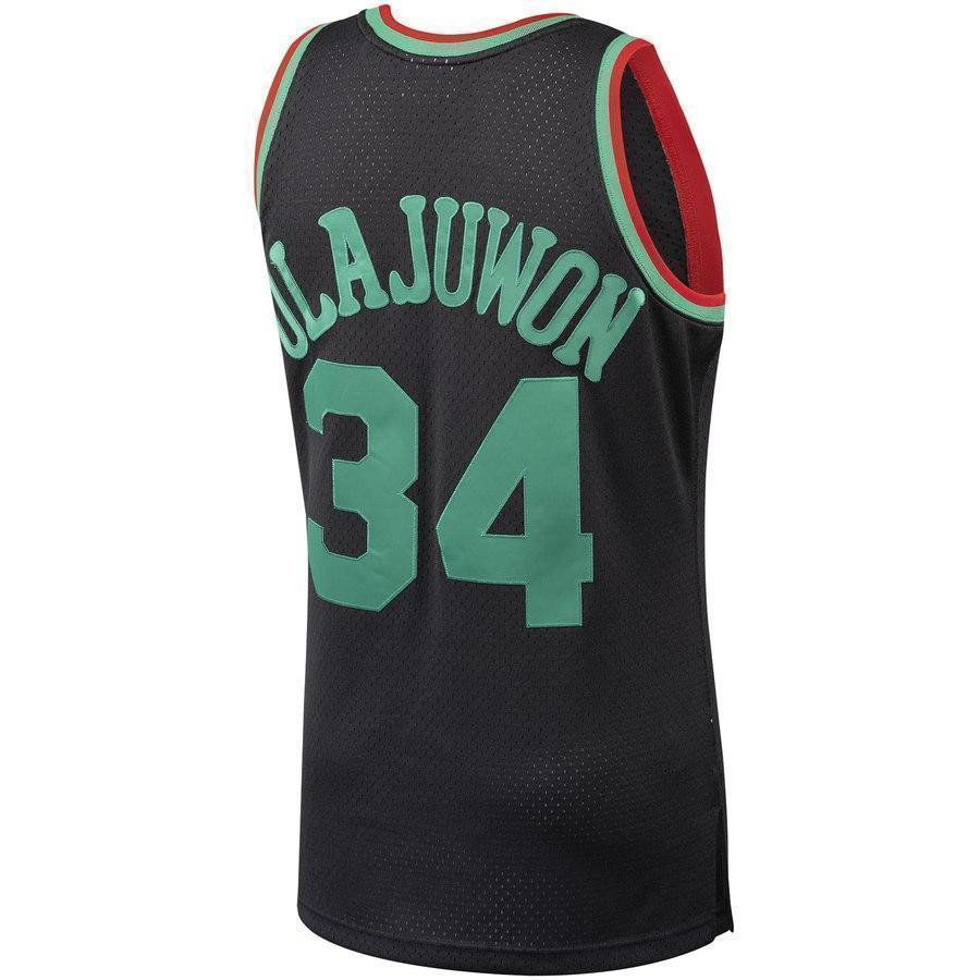 34-Hakeem Olajuwon Houston Rockets  Hardwood Classics Christmas Swingan Collection Jersey – Black