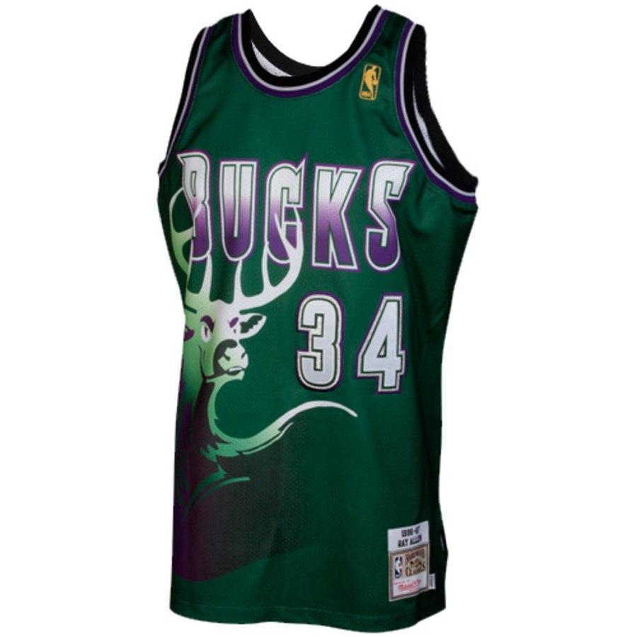 34-Mitchell & Ness Ray Allen Milwaukee Bucks 1996-1997 Hardwood Classics Throwback  - Green