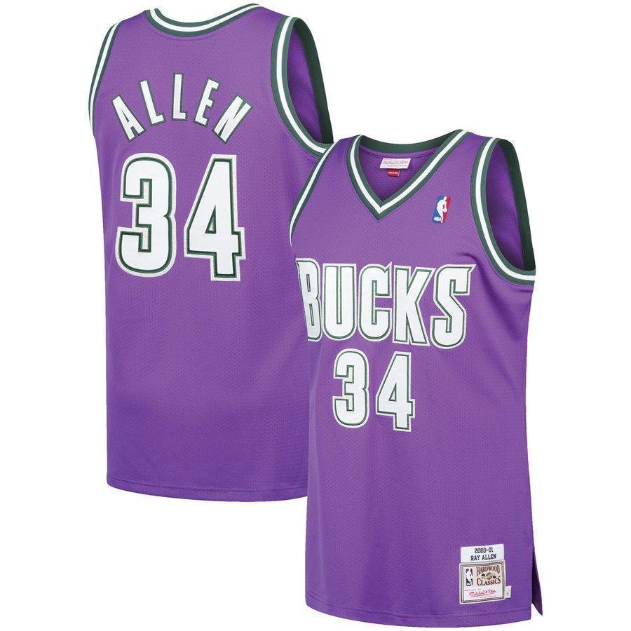 Ray Allen Milwaukee Bucks Mitchell & Ness 2000-01 Hardwood Classics  - Purple