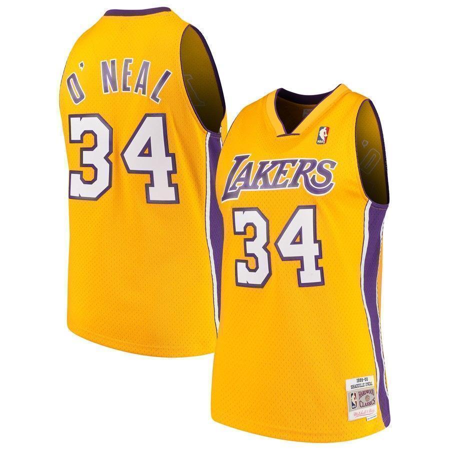 34-Shaquille O`Neal Los Angeles  Hardwood Classics Swingman Jersey – Gold