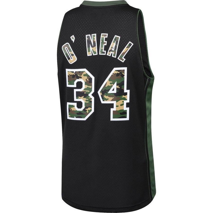 34-Shaquille O'Neal Los Angeles Lakers  Straight Fire Camo Swingman Jersey – Black