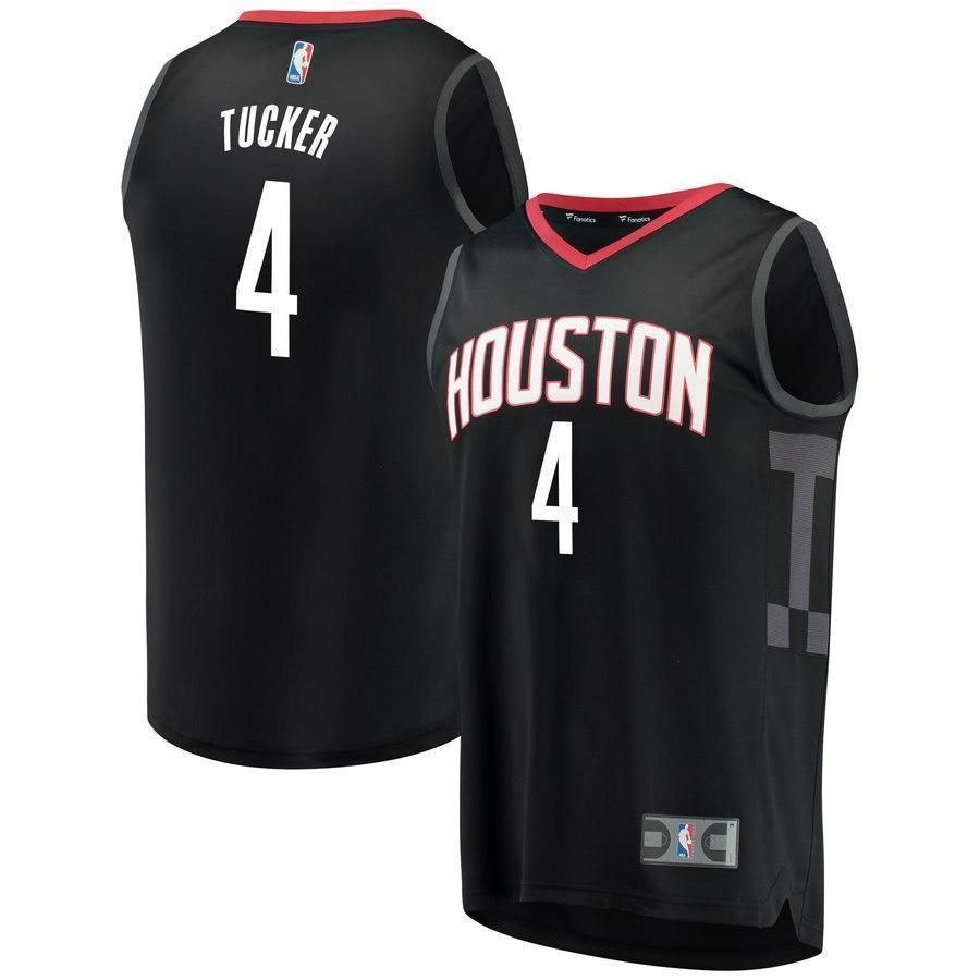 4-PJ Tucker Houston Rockets Jersey Black - Statement Edition