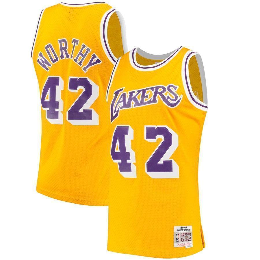 42-James Worthy Los Angeles Lakers Hardwood Classics Swingman Jersey - Gold
