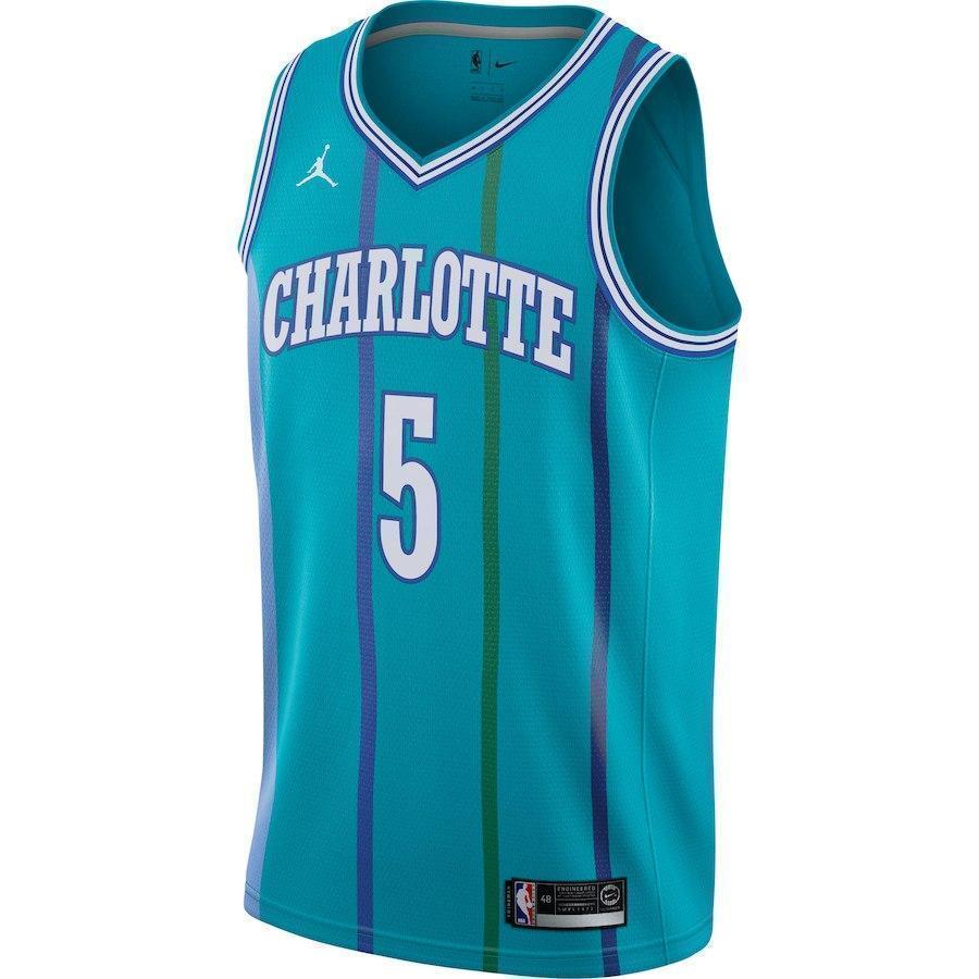 5-Nicolas Batum Charlotte Hornets  Hardwood Classics Swingman Jersey - Aqua