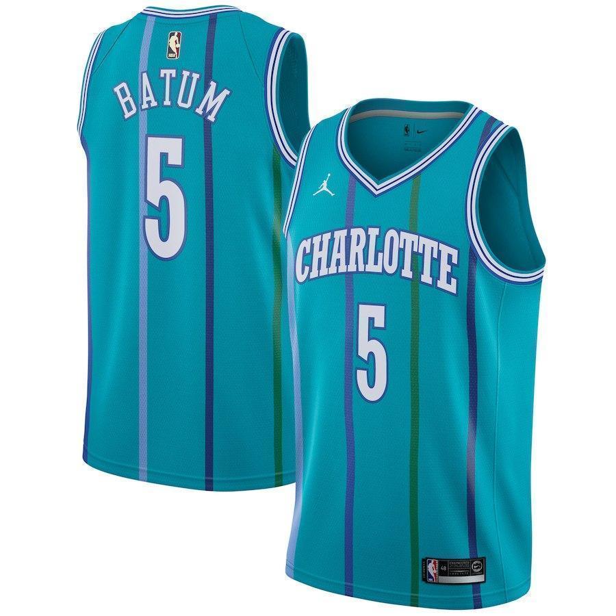 5-Nicolas Batum Charlotte Hornets  Hardwood Classics Swingman Jersey - Aqua