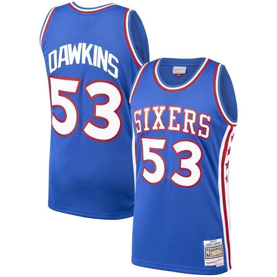 53-Darryl Dawkins Philadelphia 76ers  1976-77 Hardwood Classics Swingman Jersey – Royal