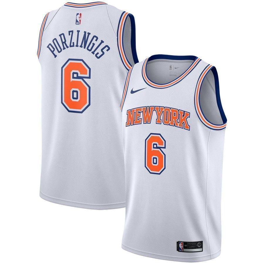6-Kristaps Porzingis New York Knicks  Swingman Jersey - Statement Edition – White