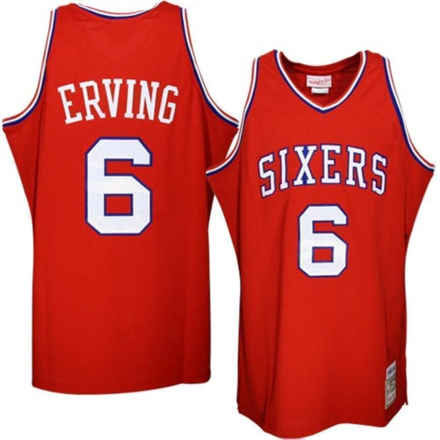 6- Philadelphia 76ers Julius Erving Red Hardwood Classics Throwback Basketball Jersey