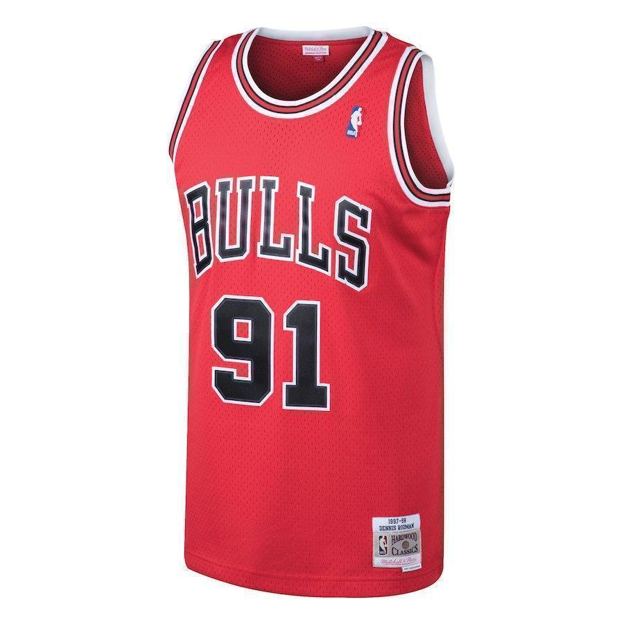 91-Dennis Rodman Chicago Bulls  1997-98 Hardwood Classics Swingman Jersey - Red