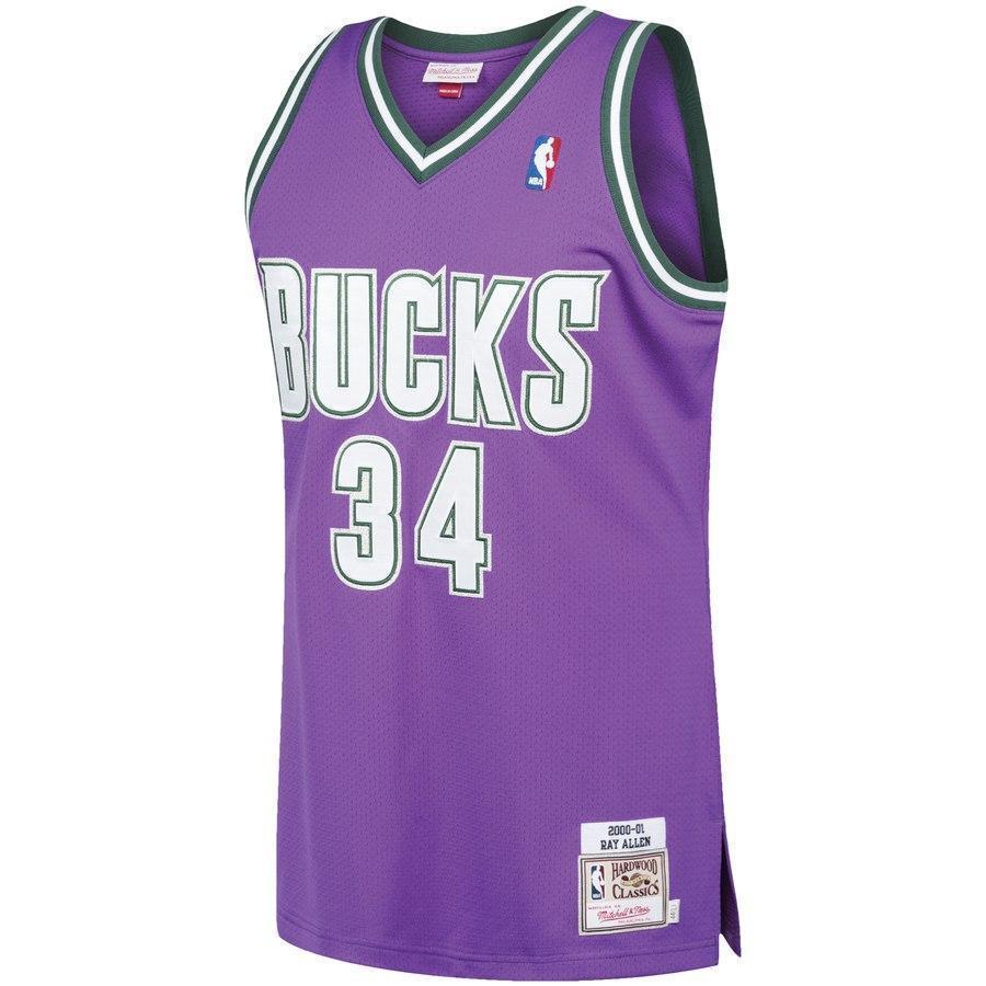 Ray Allen Milwaukee Bucks Mitchell & Ness 2000-01 Hardwood Classics  - Purple