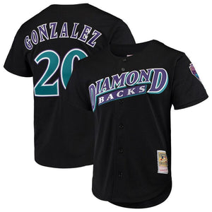 Luis Gonzalez Arizona Diamondbacks Mitchell & Ness Cooperstown Collection Mesh Batting Practice Button-Up Jersey – Black