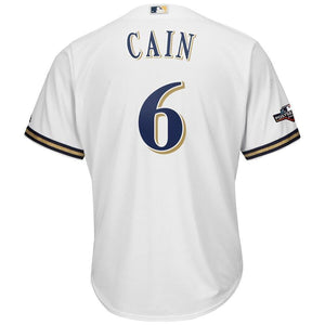 Lorenzo Cain Milwaukee Brewers Majestic 2019 Postseason Official Cool Base Player Jersey - White