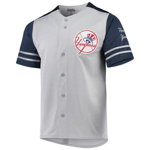 New York Yankees Stitches Button-Up Jersey - Gray/Navy