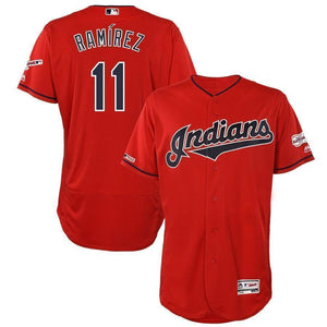 Jose Ramirez Cleveland Indians Majestic Home 2019 All-Star Game Patch Flex Base Player Jersey – White/Scarlet