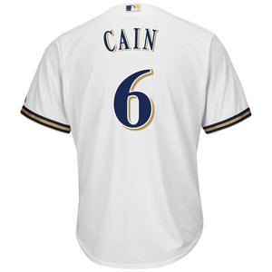 Lorenzo Cain Milwaukee Brewers Majestic Official Cool Base Player Jersey - White