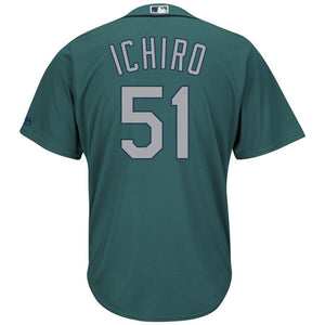 Ichiro Suzuki Seattle Mariners Majestic Official Cool Base Player Jersey - Aqua