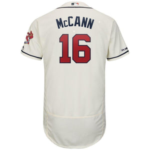 Brian McCann Atlanta Braves Majestic Home Flex Base Collection Player Jersey-White/Scream